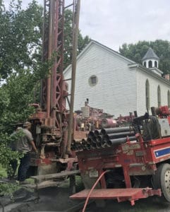 Drilling for water by the John Wesley Church in Waterford Virginia
